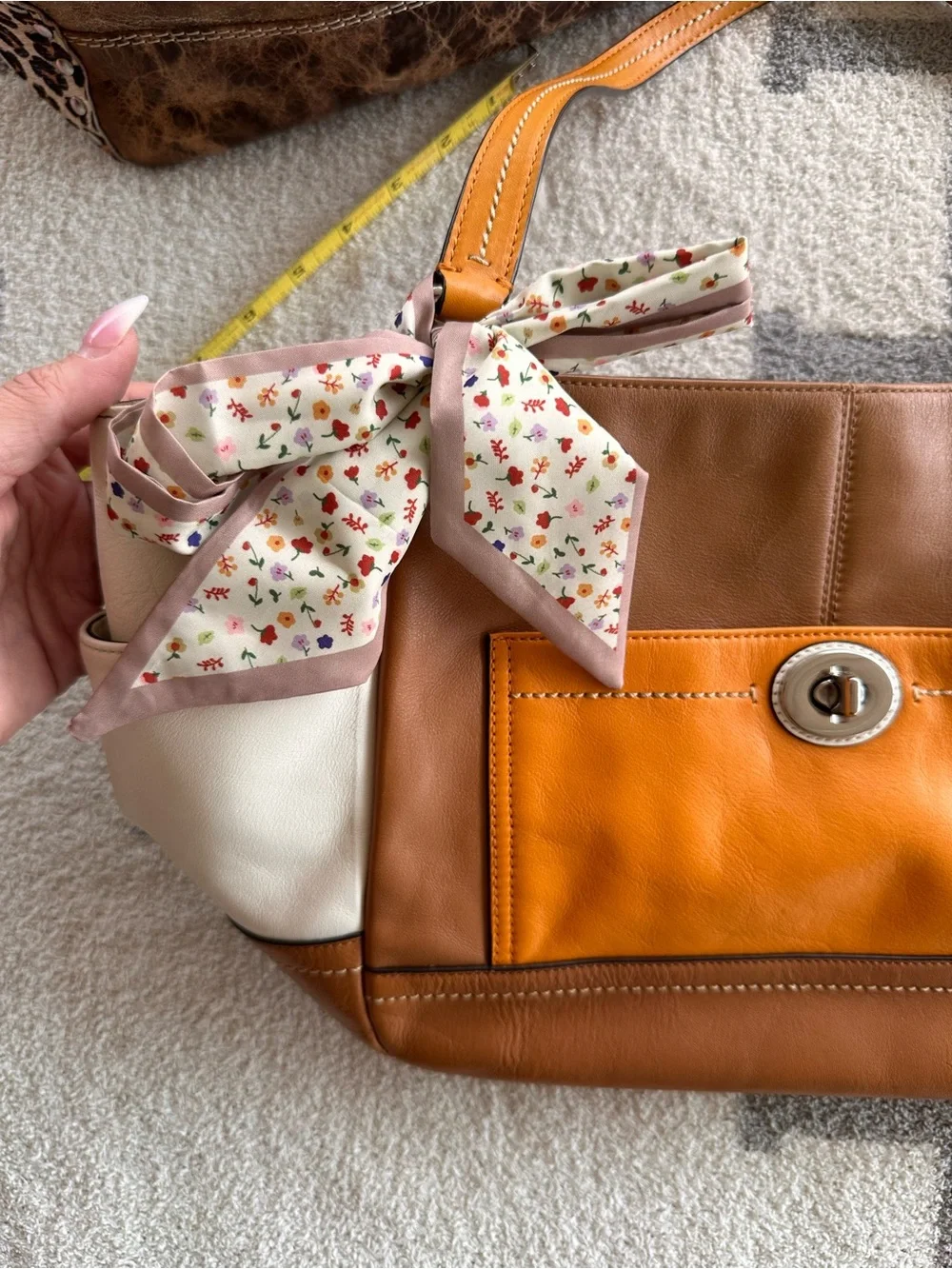 Coach tote park leather color block Carrie tote